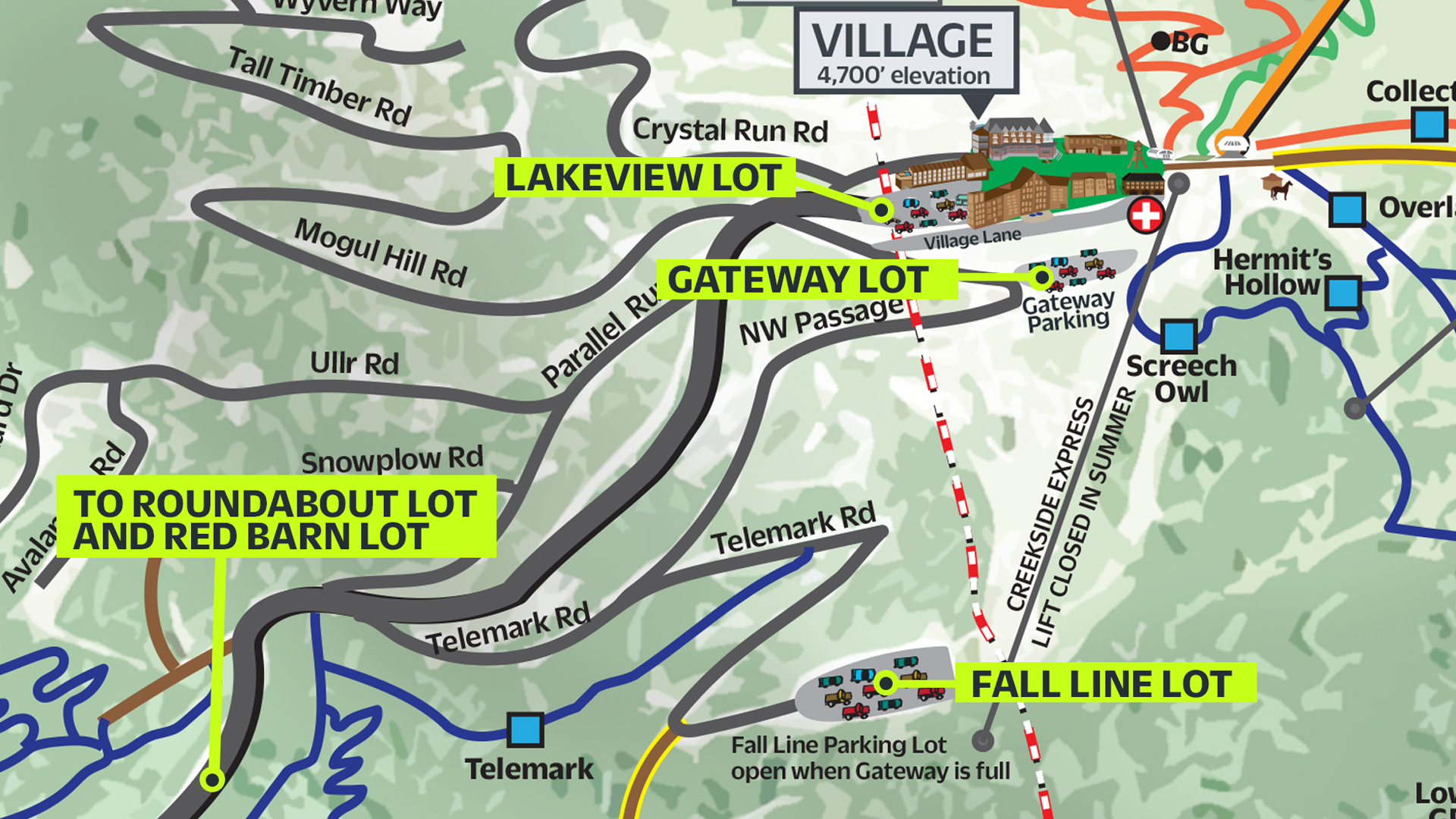 image of map showing parking lots at Schweitzer