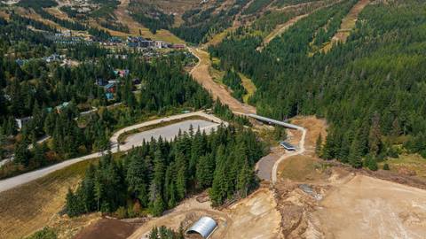 drone image of construction happening at new parking lot at Schweitzer