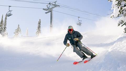 image of Schweitzer's COO skiing at Schweitzer