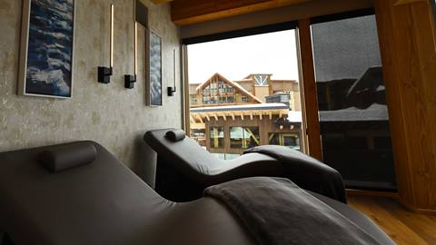 lounging chairs at Cambium Spa at Schweitzer