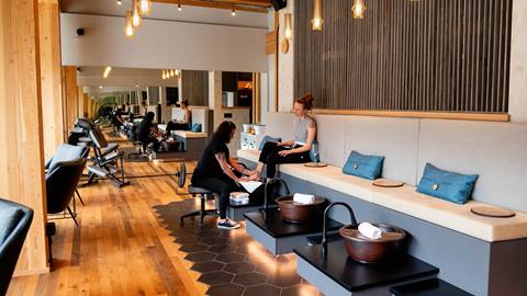 Schweitzer guest receiving a foot bath treatment at Cambium Spa