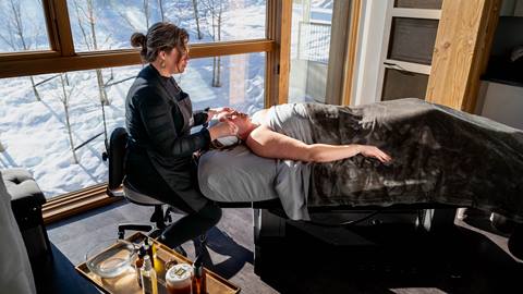 person receiving facial at Cambium Spa at Schweitzer