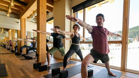 Schweitzer guests practicing yoga at Cambium Spa