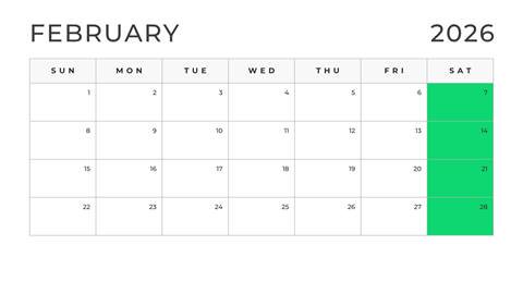 Kids Night Out Calendar showing availability for February 7, 14, 21, 28