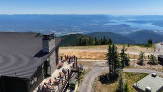 An aerial view of the Sky House in the summer at Schweitzer