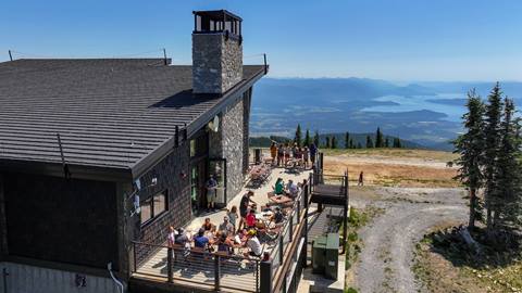 the nest patio at sky house in the summer