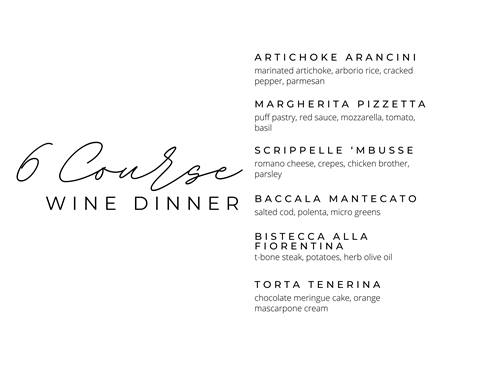 6-course wine dinner menu