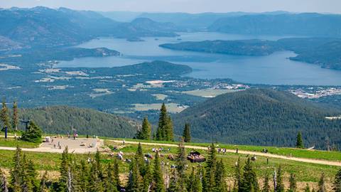 drone image of In A Landscape classical piano concert at the summit of Schweitzer