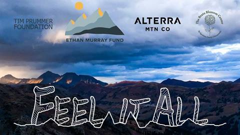 photo of mountains with Feel It All promotion text