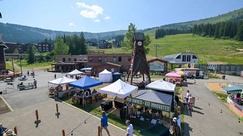 view of tents set up at schweitzer for winefest