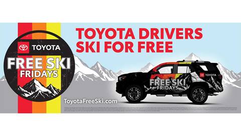 graphic promoting free ski friday at Schweitzer brought to you by Toyota