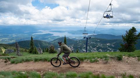 mountain biker with lift background