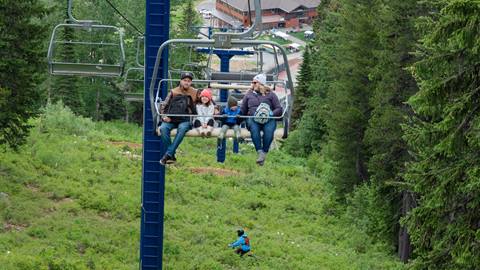 family on chairlift