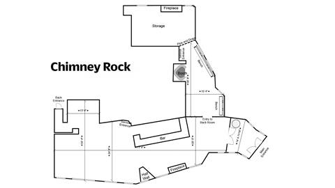 diagram and measurements of Chimney Rock restaurant at Schweitzer