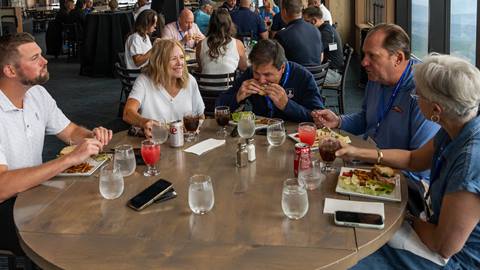 people at group event at Schweitzer enjoying lunch