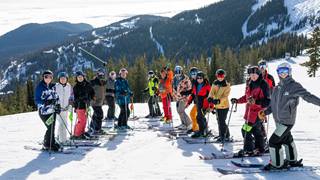 group of skiers at Schweitzer