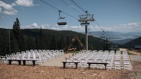 image of ceremony set up for wedding at Schweitzer