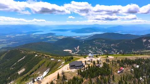 drone summer sky house and lake view