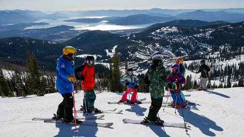Instructor with ski students at Schweitzer 
