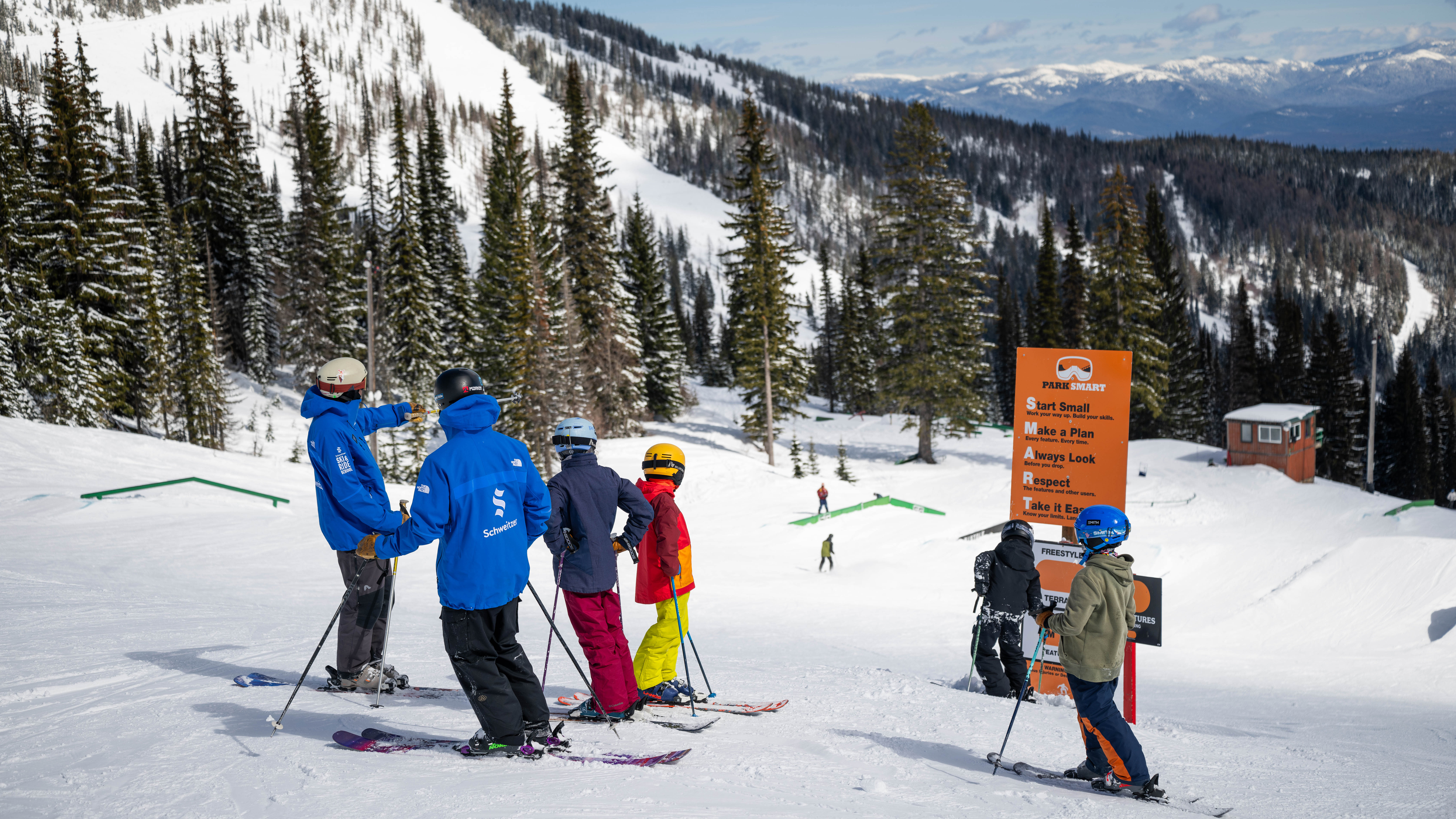 ski instructors in park at Schweitzer