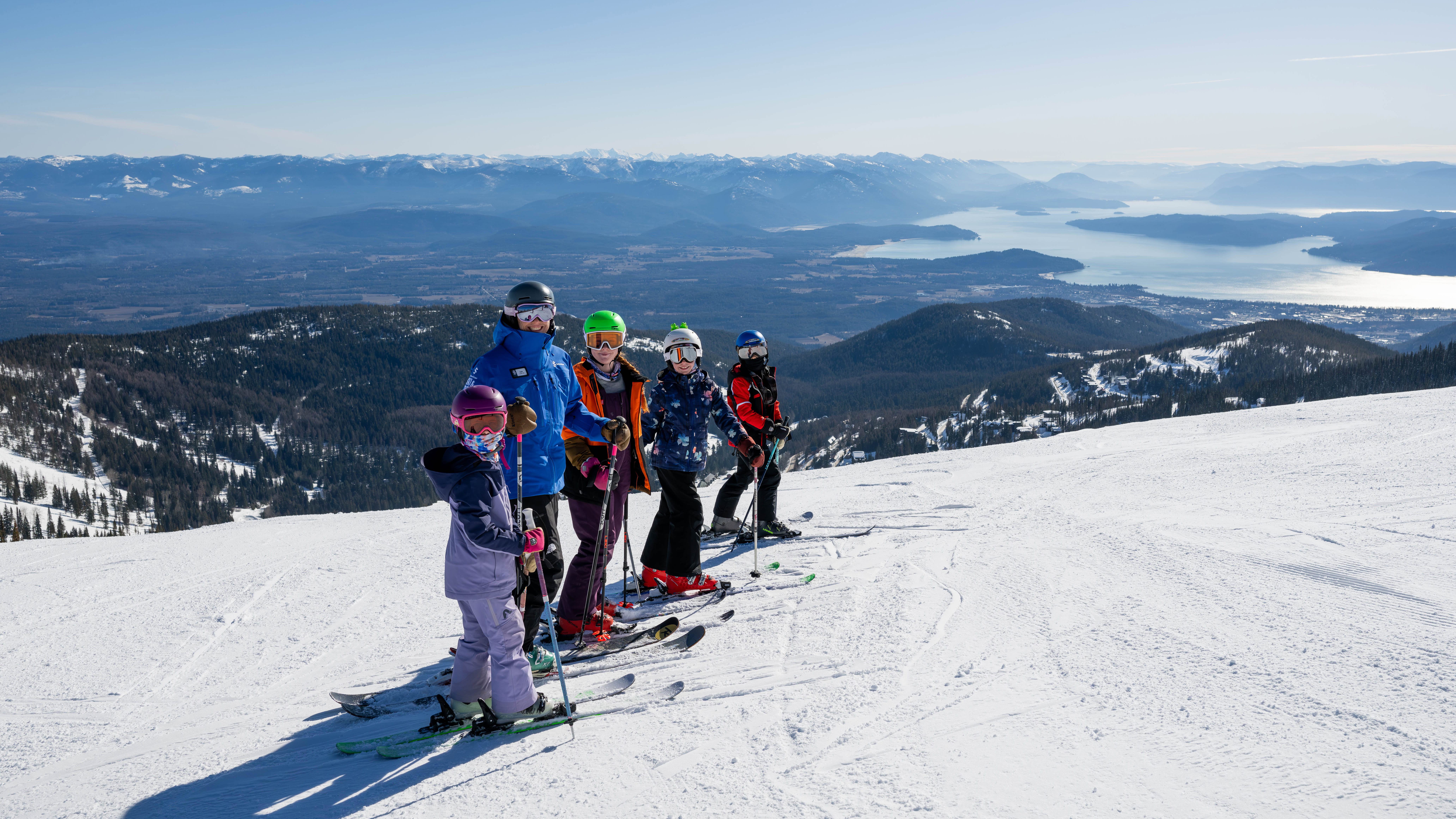 group of skiers in ski lesson at Schweitzer