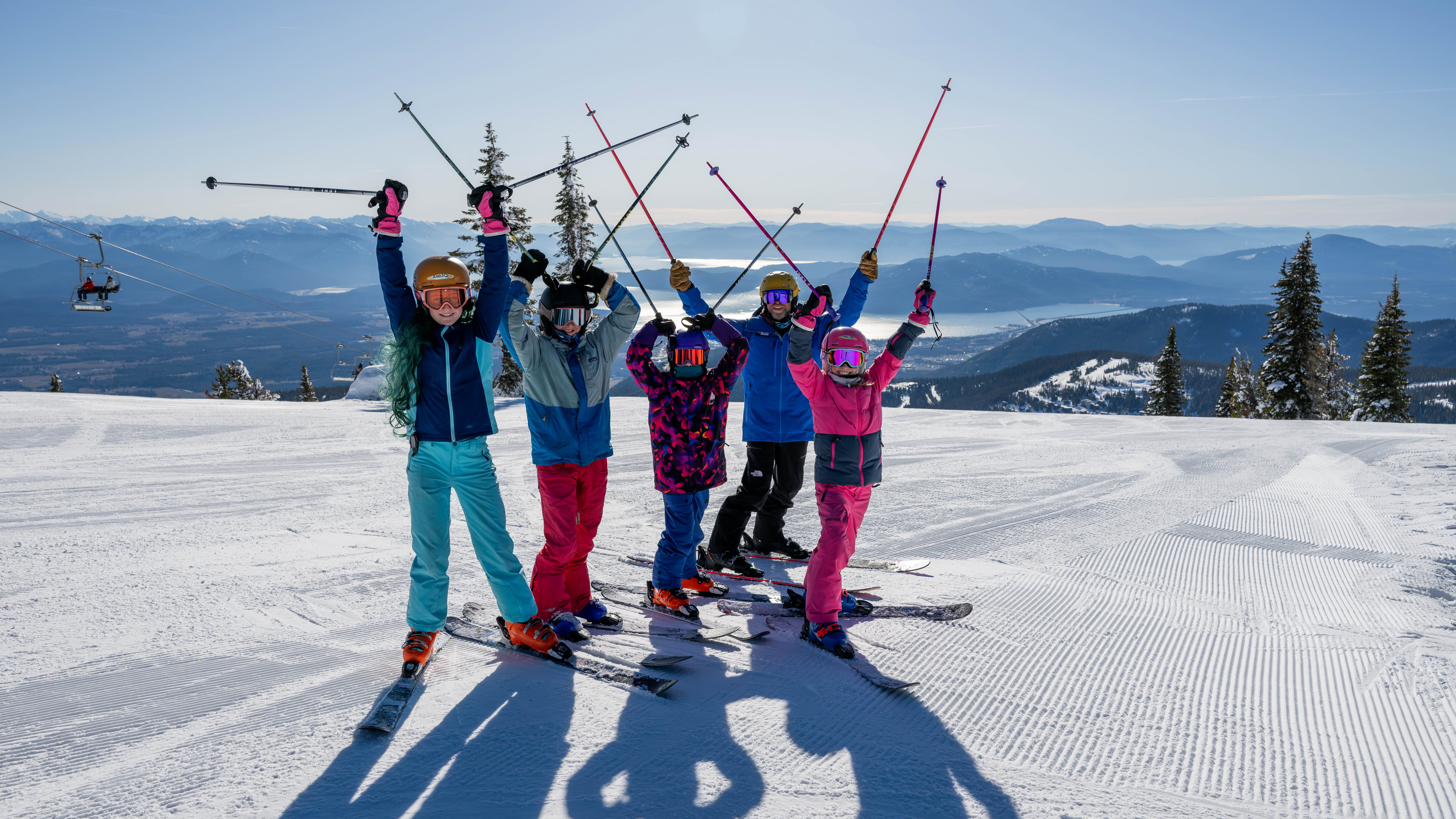 excited kids in ski lesson at Schweitzer