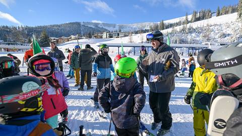 instructor with group of kids