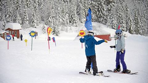 Snowboarder during a private lesson at Schweitzer 