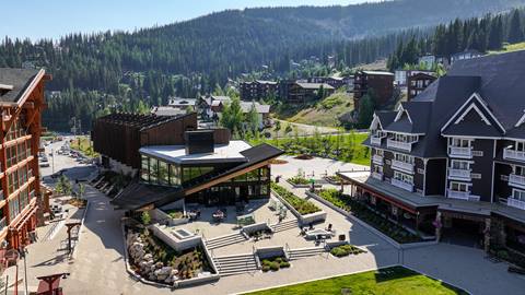 drone photo of Schweitzer Village and it's lodging