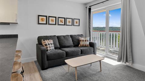 image of couch and coffee table at selkirk condo at Schweitzer