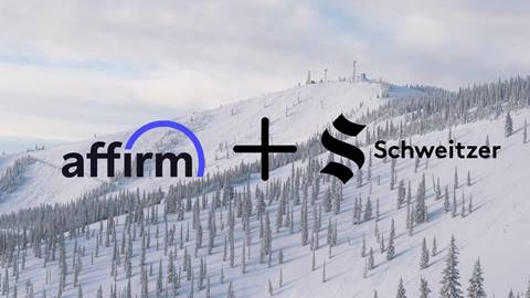 scenic image of schweitzer slopes with affirm and schweitzer logo