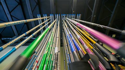 ski poles hanging up in Schweitzer's ski & ride center
