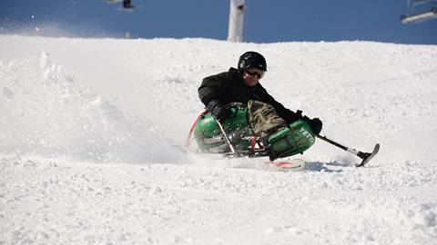 adaptive sit skier at schweitzer