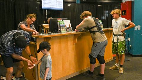 people checking in at summer activity center at Schweitzer
