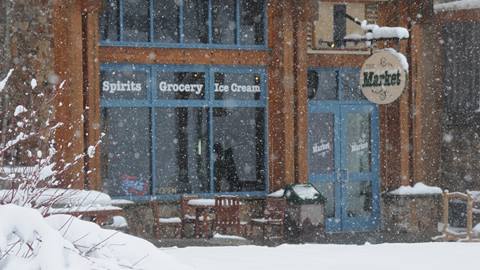 Snowy image of the Market exterior