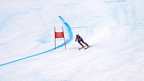ski racer racing at Schweitzer