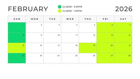 Calendar of snowtubing at Schweitzer in February