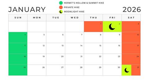 january calendar of hosted snowshoeing hikes at schweitzer